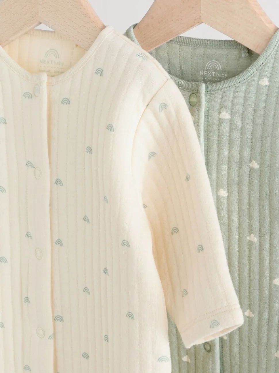 Grijs-groen - Baby Quilted Sleepsuits 2 Pack