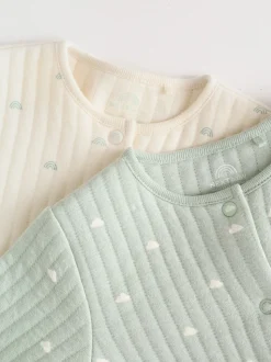 Grijs-groen - Baby Quilted Sleepsuits 2 Pack