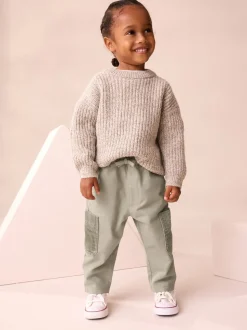Grijs-groen - Broek met elastische taille en zijzakken (3mnd -7jr)