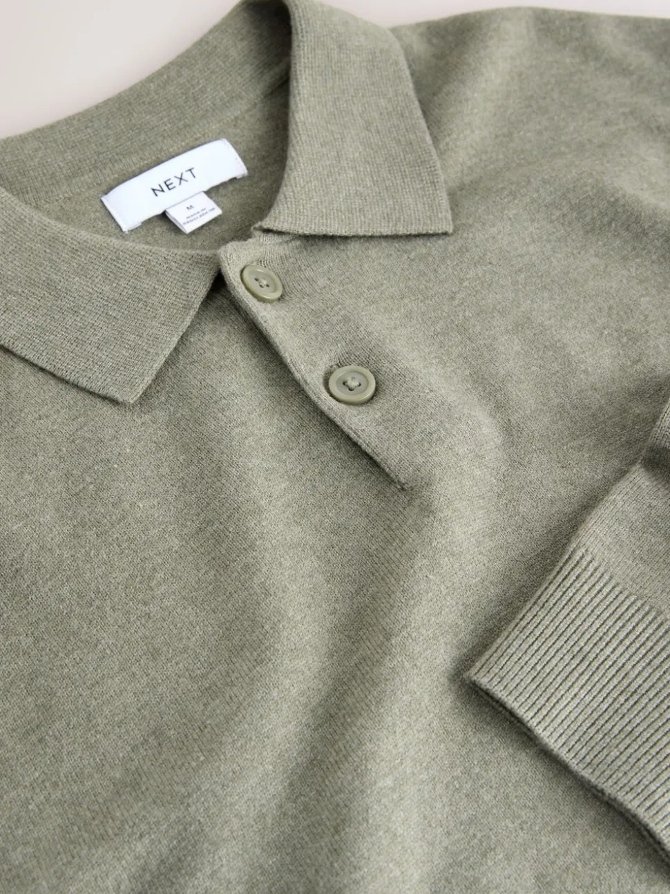 Grijs-groen - Effen - Regular Fit Essential Long Sleeve Knitted Polo Shirt