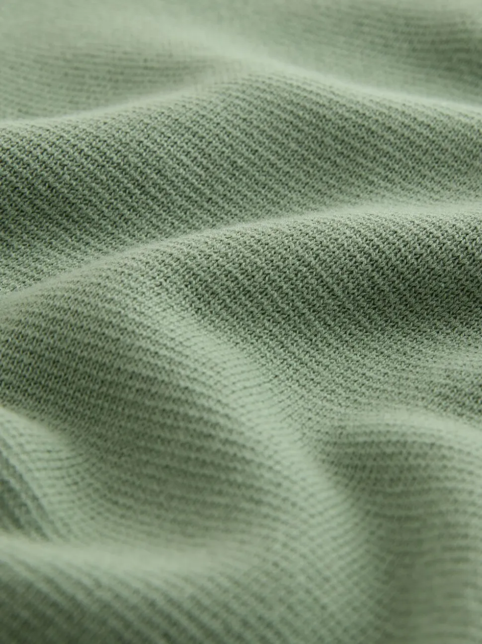 Grijs-groen - Effen - Regular fit 100% katoenen premium trui met korte rits