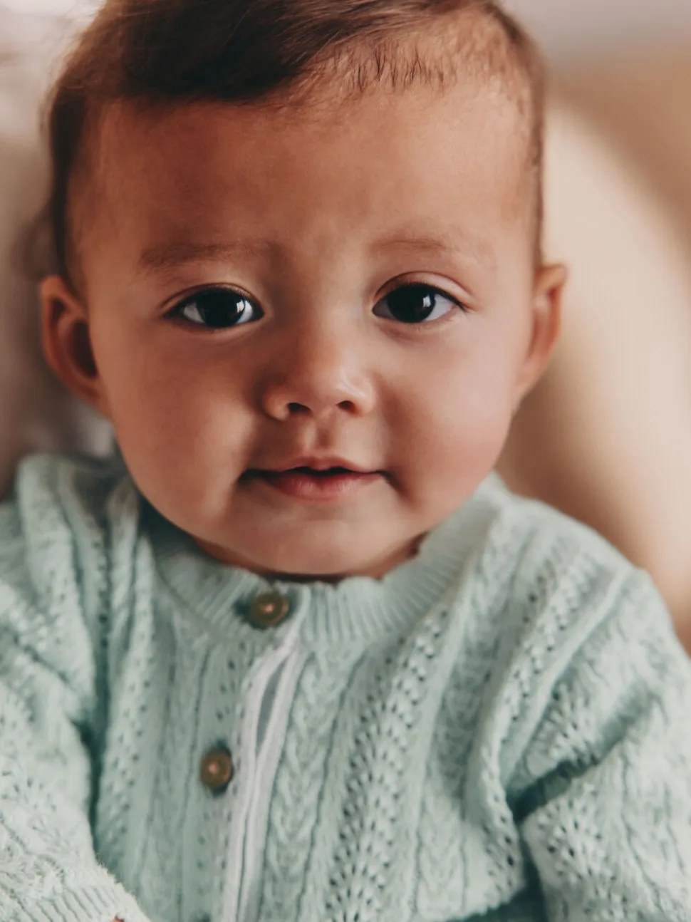 Grijs-groen - Gebreide babyjurk (0mnd-2jr)