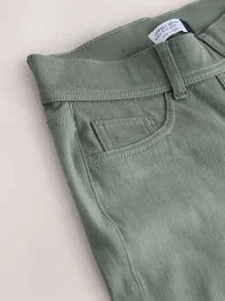 Grijs-groen - Jersey denim broek met wijde pijpen