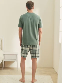 Grijs-groen - Motionflex behaaglijke pyjamaset met korte broek
