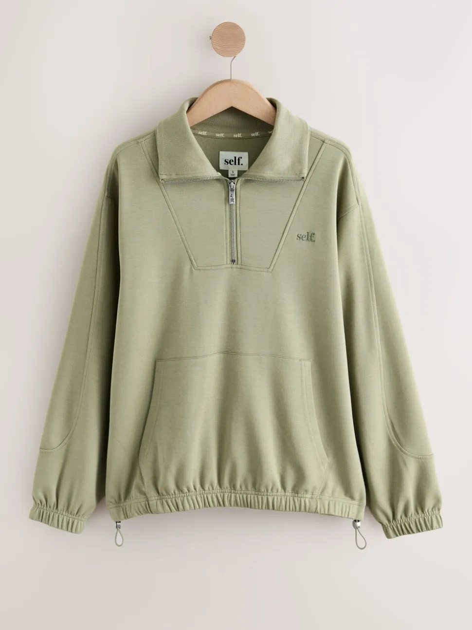 Grijs-groen - self. Half Zip Modal Sweatshirt