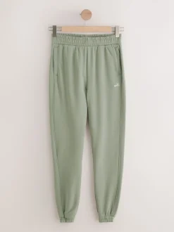 Grijs-groen - Self. joggingbroek met boorden