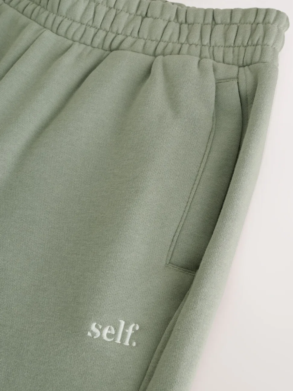Grijs-groen - Self. joggingbroek met boorden