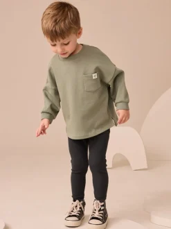 Grijs-groen - Set met top met lange mouwen en legging (3 mnd-7 jr)