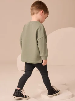 Grijs-groen - Set met top met lange mouwen en legging (3 mnd-7 jr)