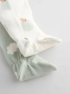 Grijs-groen - Set van 2 baby-onesies van microfleece met tweewegrits