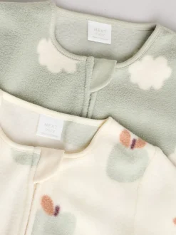 Grijs-groen - Set van 2 baby-onesies van microfleece met tweewegrits