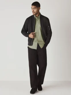 Grijs-groen - Slim Fit - Oxford-hemd met lange mouwen