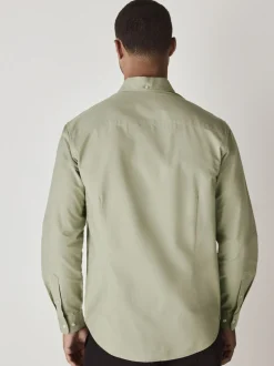 Grijs-groen - Slim Fit - Oxford-hemd met lange mouwen