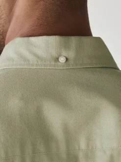 Grijs-groen - Slim Fit - Oxford-hemd met lange mouwen