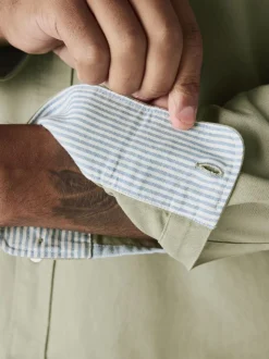 Grijs-groen - Slim Fit - Oxford-hemd met lange mouwen