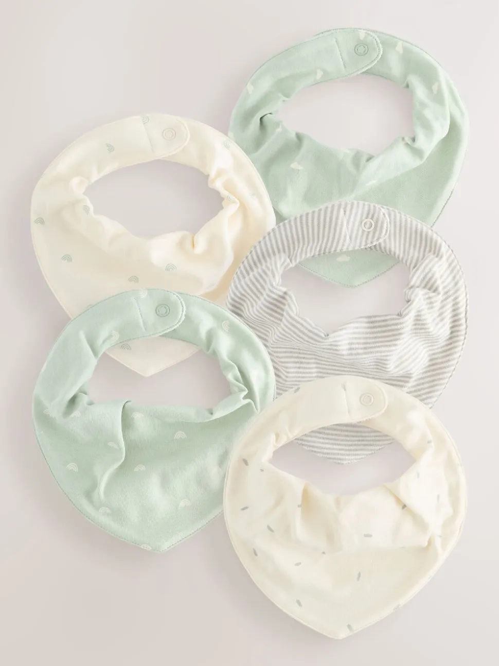Grijs-groen - Verpakking met 5 babyslabbetjes
