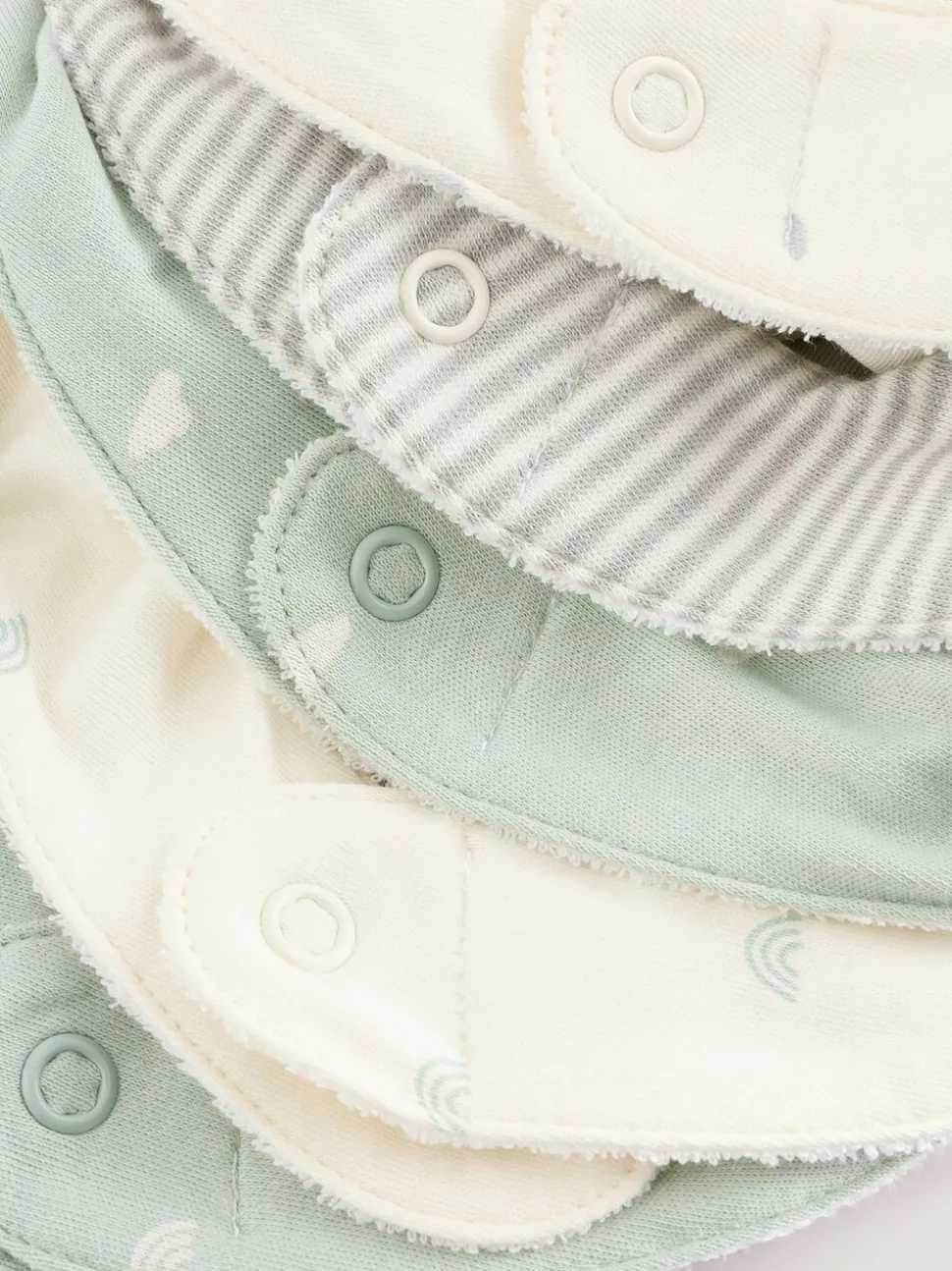 Grijs-groen - Verpakking met 5 babyslabbetjes