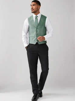 Grijs-groen - Zijden gilet met textuur