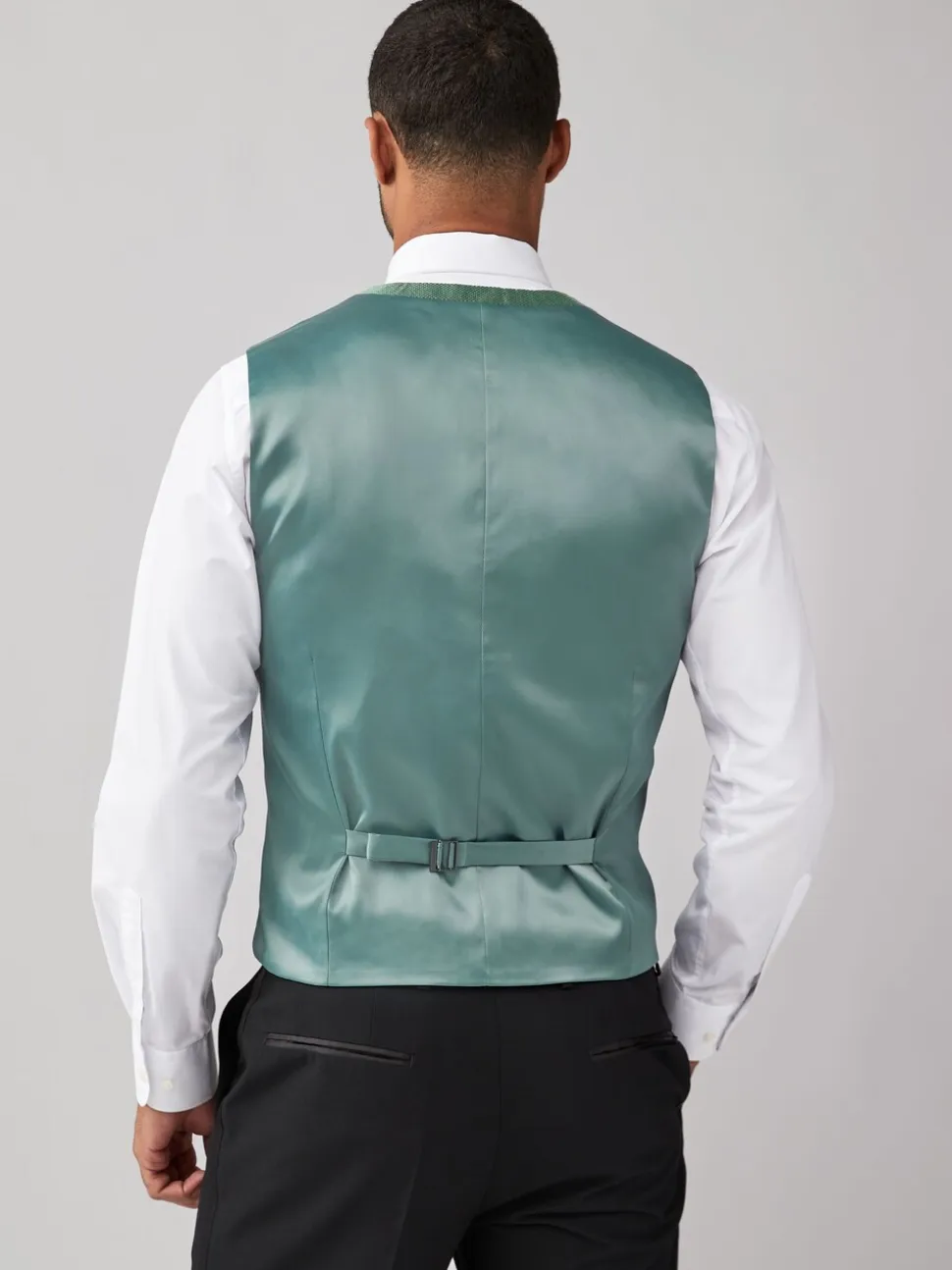 Grijs-groen - Zijden gilet met textuur