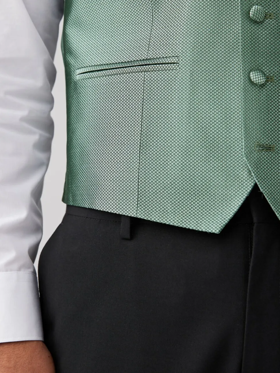 Grijs-groen - Zijden gilet met textuur