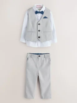 Grijs/marineblauw - Baker by Ted Baker set van gilet, overhemd en broek