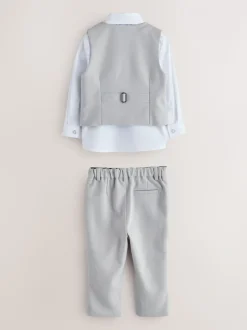 Grijs/marineblauw - Baker by Ted Baker set van gilet, overhemd en broek