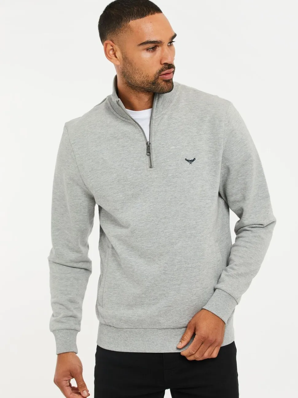 Grijs/marineblauw - Threadbare sweatshirts met korte rits 2 stuks