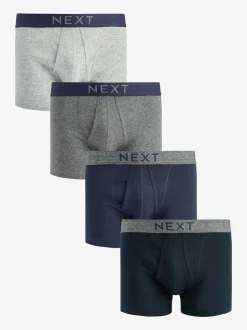 Grijs/marineblauw - Verpakking van 4 - A-frontboxershorts van 100% zuiver katoen