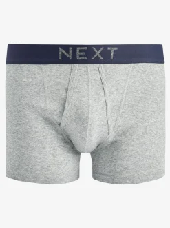 Grijs/marineblauw - Verpakking van 4 - A-frontboxershorts van 100% zuiver katoen