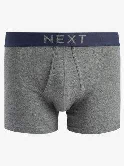 Grijs/marineblauw - Verpakking van 10 - A-frontboxershorts van 100% zuiver katoen