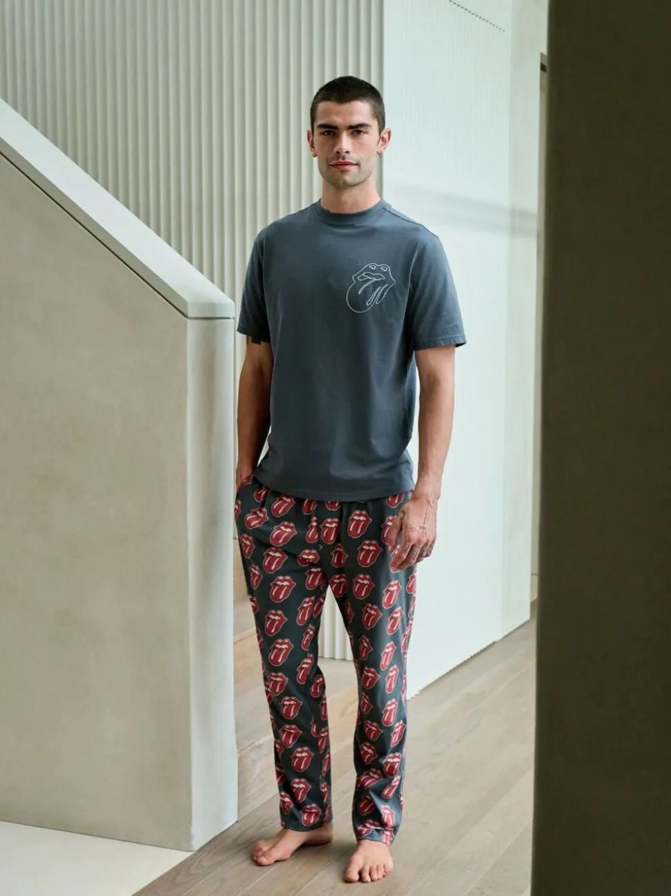 Grijs/Rood - The Rolling Stones Short Sleeve Pyjamas Set