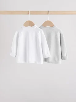Grijs/wit - Grijs en wit 2pk gebreid babyvestje