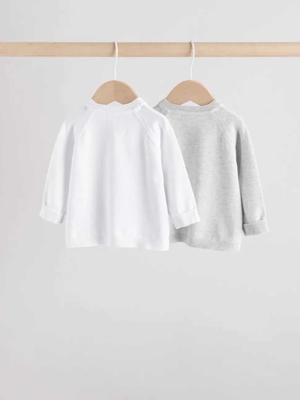 Grijs/wit - Grijs en wit 2pk gebreid babyvestje