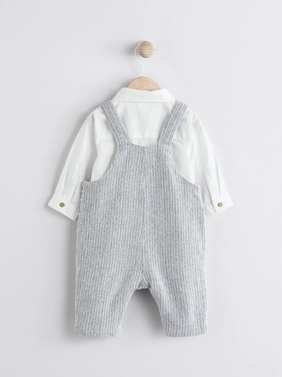 Grijs/wit - Set met bretelbroeken en Bodysuit van geweven katoen voor baby's (0mnd-3jr)