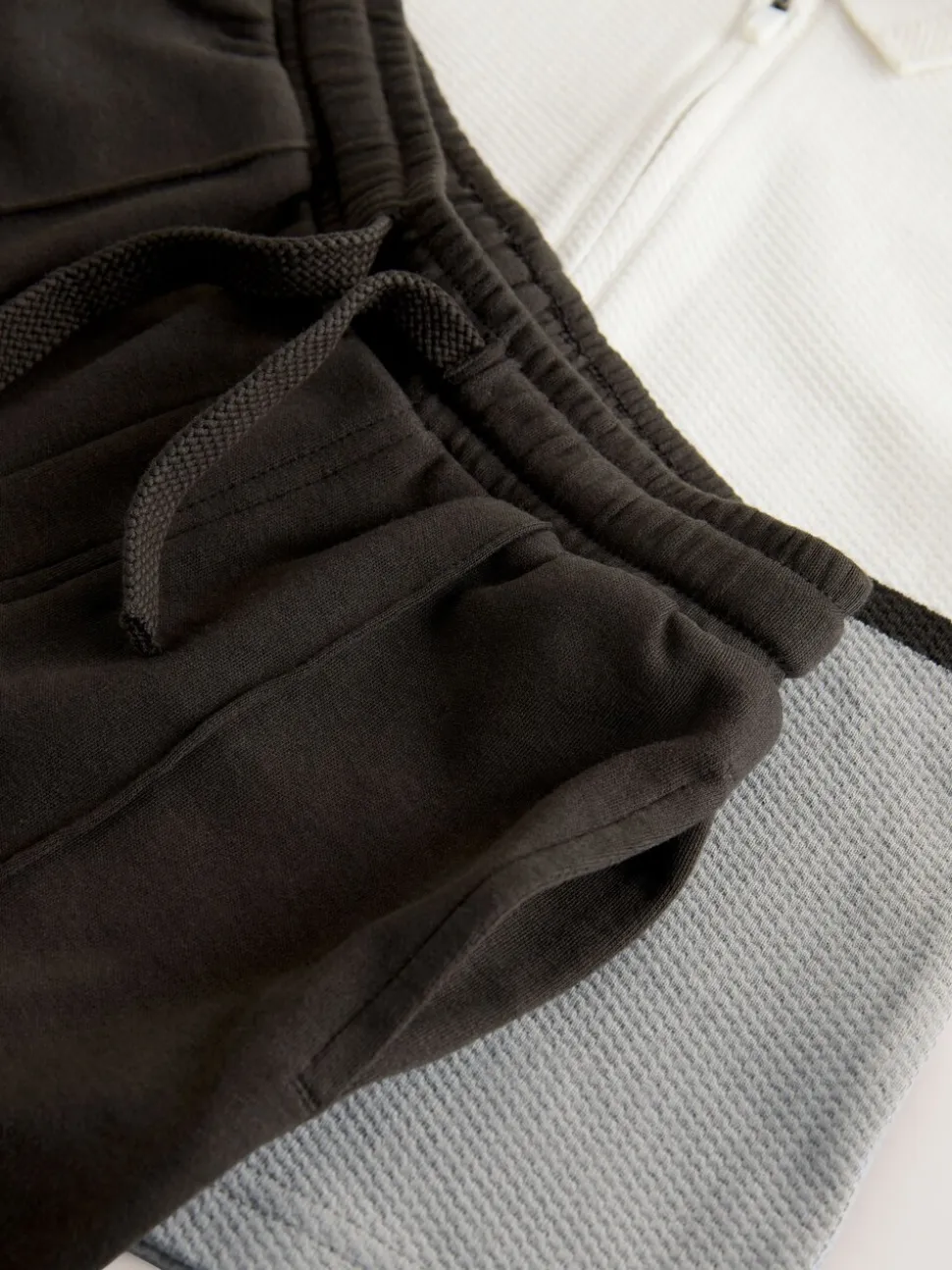 Grijs/witte rits - Set van poloshirt met lange mouwen en joggingbroek (3mnd-7jr)