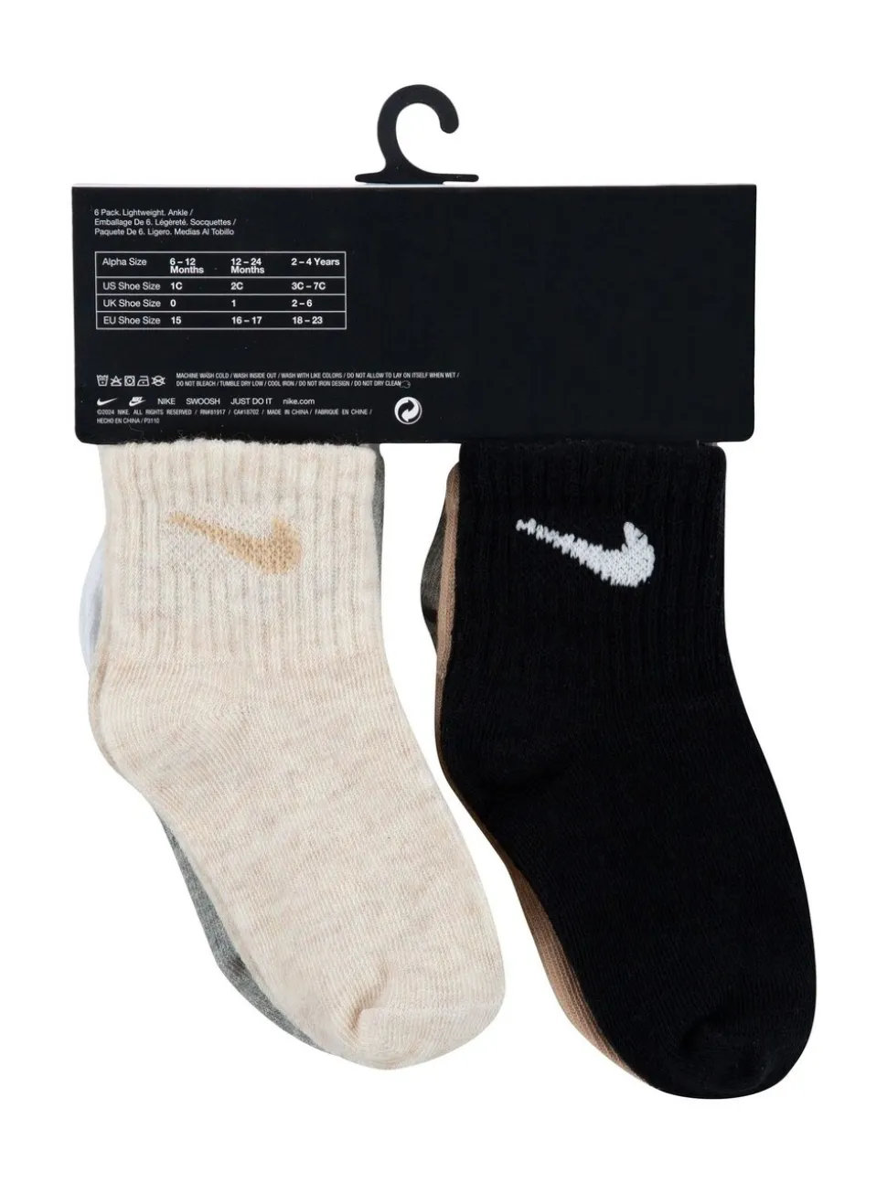 Grijs/zwart - Nike Infant Swoosh set van 6 paar sokken
