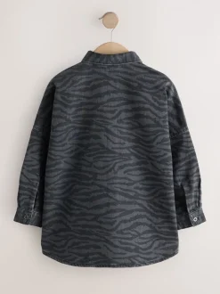 Grijs/zwart - Zebra Animal Denim Overhemd (3-16jr)