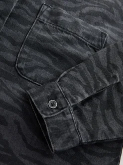 Grijs/zwart - Zebra Animal Denim Overhemd (3-16jr)