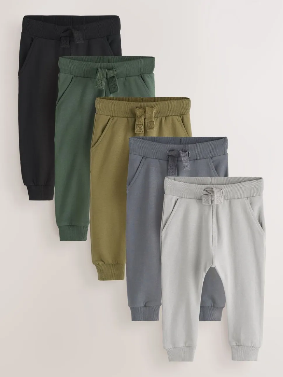 Grijs/zwart/groen - Verpakking van 5 joggingbroeken (3mnd-7jr)