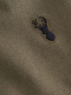Grijs/zwart/kakigroen/lichtbruin - T-shirts met korte mouwen en geborduurd rendier, verpakking van 4 (3-16jr)