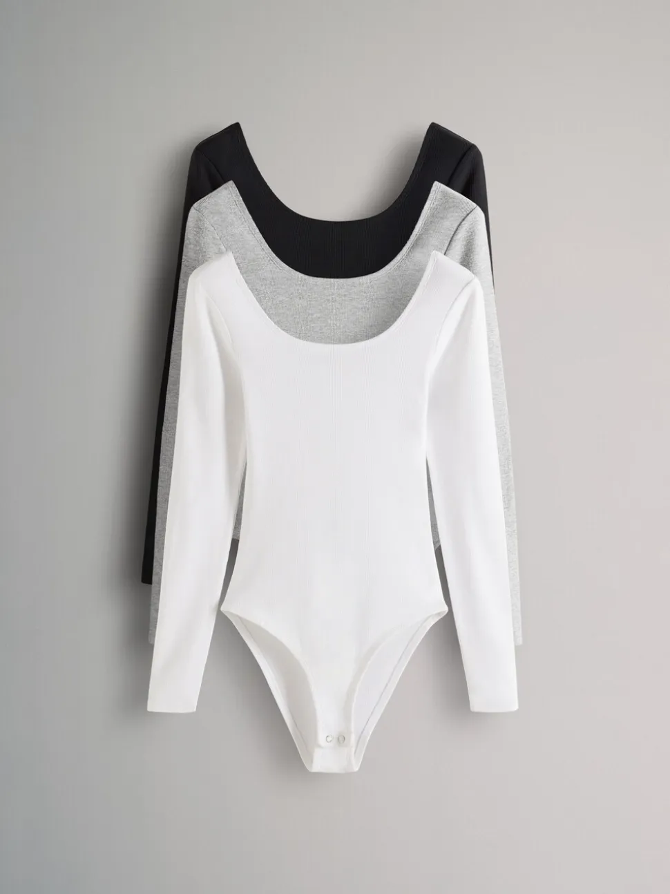 Grijs/zwart/wit - The Set 3 Pack Ribbed Long Sleeve Bodysuits