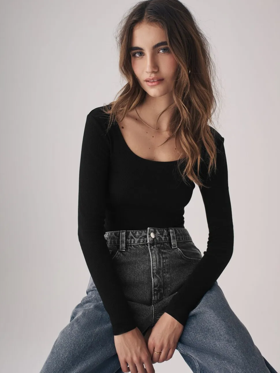 Grijs/zwart/wit - The Set 3 Pack Ribbed Long Sleeve Bodysuits