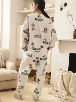 Grijze Charlie the Cockapoo - Pyjama met lange mouwen