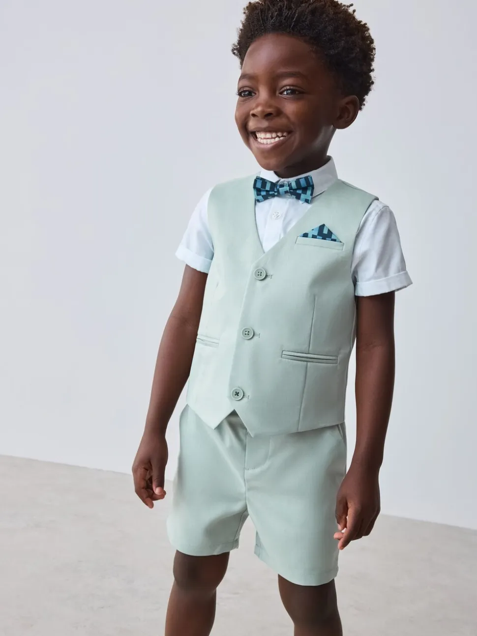 Groen - Baker By Ted Baker set van overhemd, gilet en short