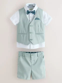 Groen - Baker By Ted Baker set van overhemd, gilet en short
