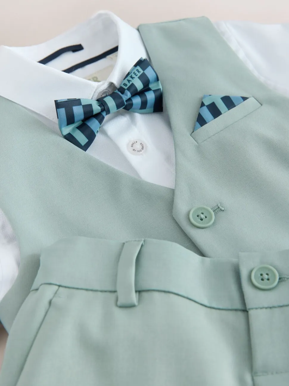 Groen - Baker By Ted Baker set van overhemd, gilet en short