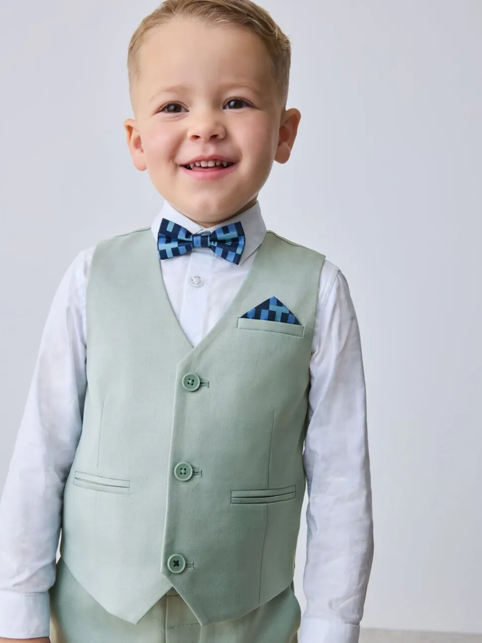 Groen - Baker by Ted Baker set van gilet, overhemd en broek