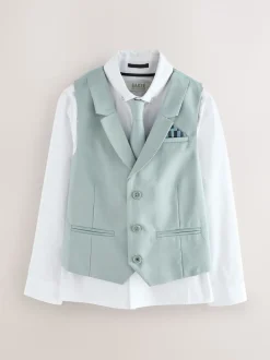 Groen - Baker by Ted Baker Waistcoat, Shirt And Tie Set