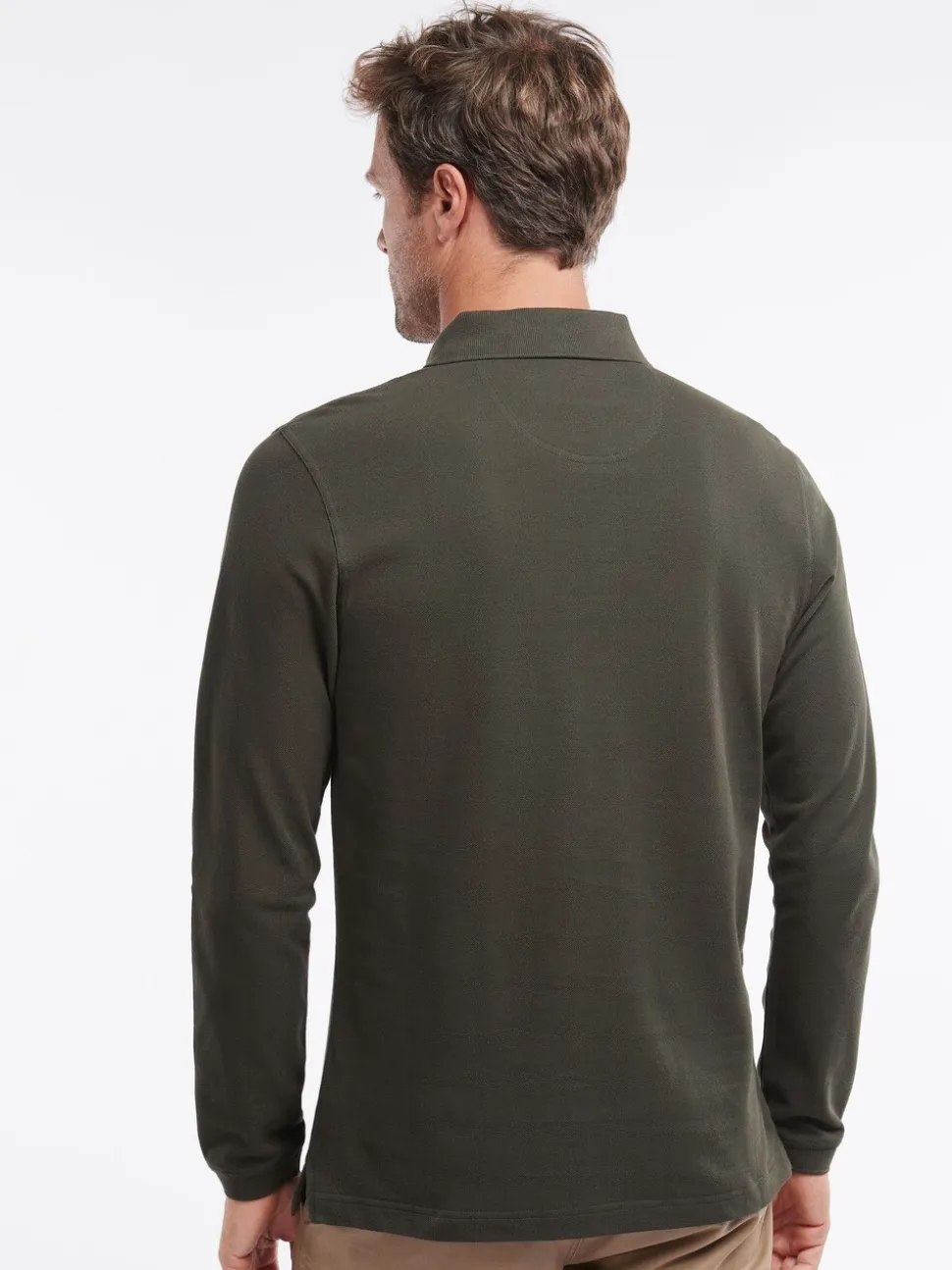 Groen - Barbour® - Essential sport poloshirt met lange mouwen