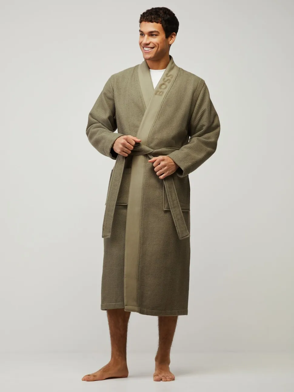 Groen - BOSS Waffle Logo Robe